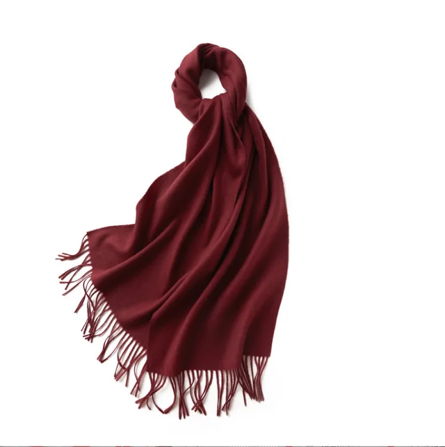Fashion Women's Solid Color Cashmere Warm Scarf Deep Red - Shop at LoveMi