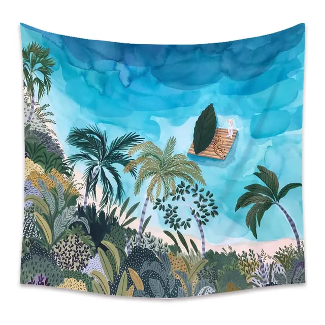 Cartoon Small Tapestry Green Plant Background Cloth Tapestry Mural 8 Style - Shop at LoveMi