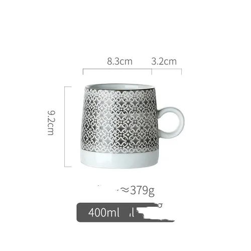 Retro Pastoral Water Cup Embossed Stoneware Mug 7 Style - Shop at LoveMi