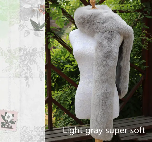 Faux Fox Fur Scarf And Fur Long Women Winter Light Grey Super Soft - Shop at LoveMi