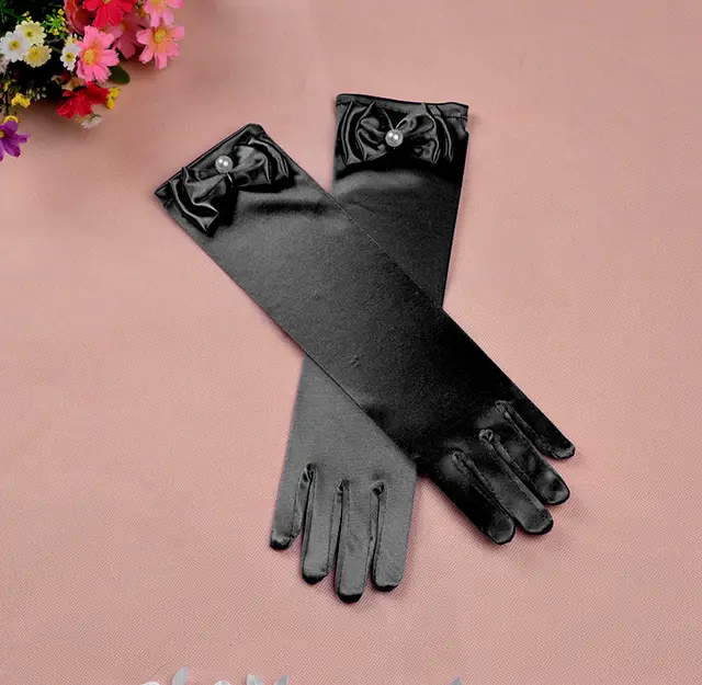 Mid Length Girls Wedding Gloves Accessories Black - Shop at LoveMi