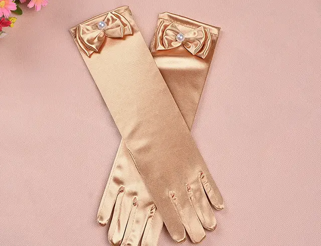 Mid Length Girls Wedding Gloves Accessories Gold - Shop at LoveMi
