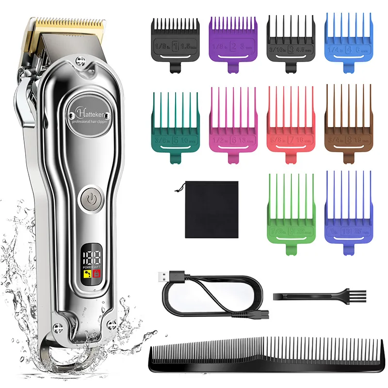 Can LED LCD Display Hair Salon Hair Clipper Silver - Shop at LoveMi