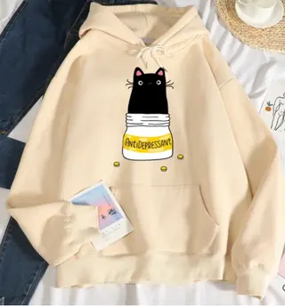Autumn And Winter Couple Top And Hooded Sweater - Beige