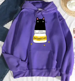 Autumn And Winter Couple Top And Hooded Sweater - Purple