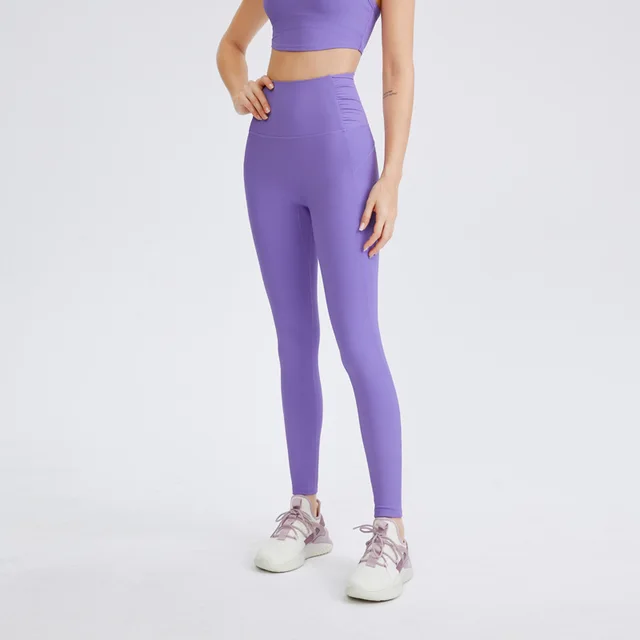 Cropped Pants Stretch Tight Sports Leggings Purple - Shop at LoveMi