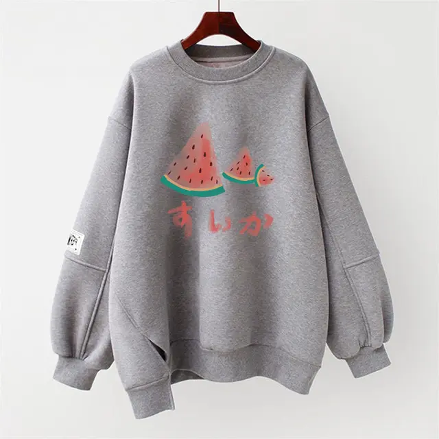 Lazy Style Loose Long Sleeved Spring Ins Tide Salt Student Top Grey - Shop at LoveMi