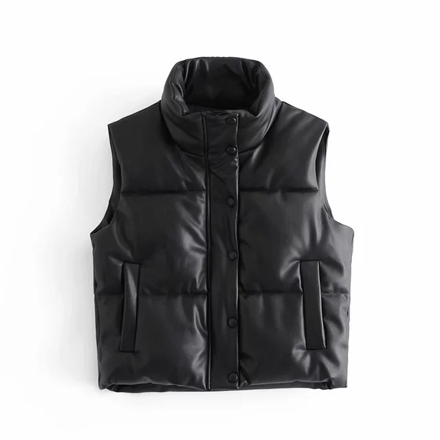 Casual Leather Cotton Vest Jacket Black - Shop at LoveMi