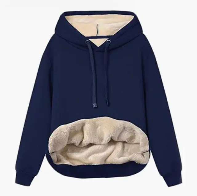 Women Round Neck Pullover Sweater Thickened Blue - Shop at LoveMi