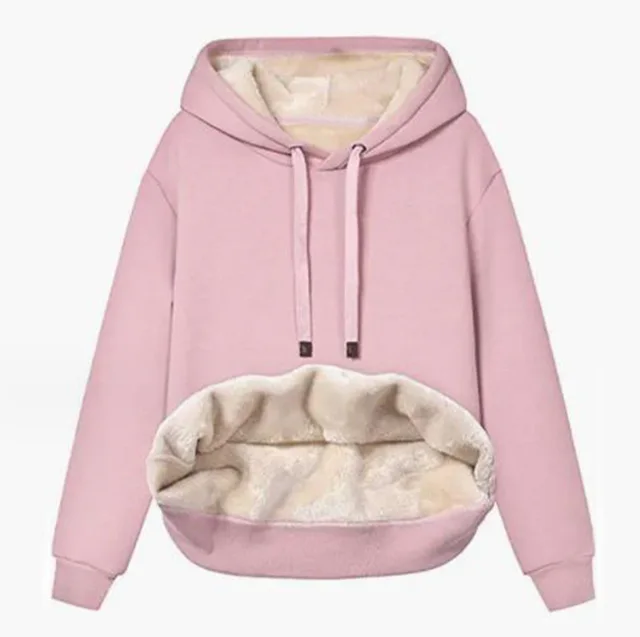 Women Round Neck Pullover Sweater Thickened Pink - Shop at LoveMi