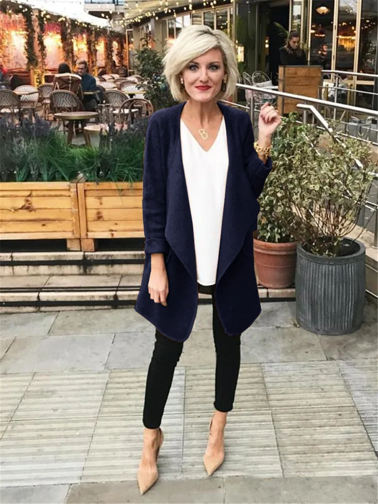 Fashion Cardigan Long Sleeve Women Top Navy - Shop at LoveMi