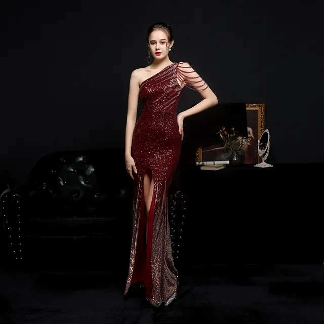 Party Evening Dress Sexy Long Section Was Thin Toast Bride Claret - Shop at LoveMi
