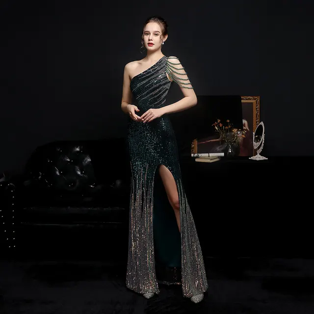 Party Evening Dress Sexy Long Section Was Thin Toast Bride Green - Shop at LoveMi