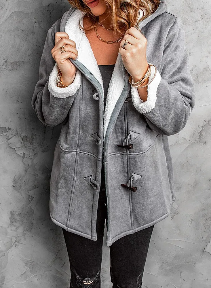 Women's Mid-length Windbreaker Coat Coat Warm Top - Grey
