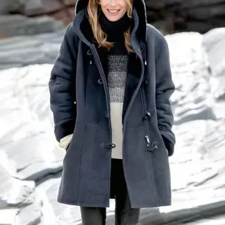 Women's Mid-length Windbreaker Coat Coat Warm Top - Navy Blue