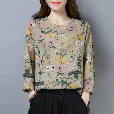New Floral Long sleeved Women's Bottoming Shirt Beige - Shop at LoveMi