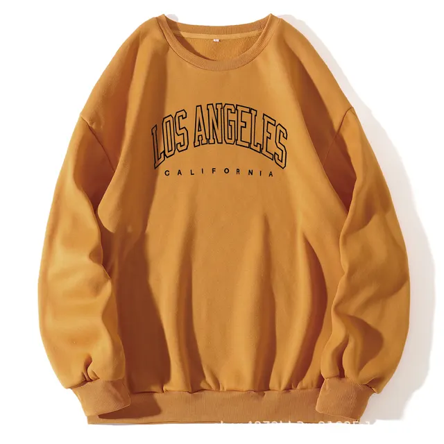 Letter Print Crew Neck Pullover Sweatshirt Yellow - Shop at LoveMi