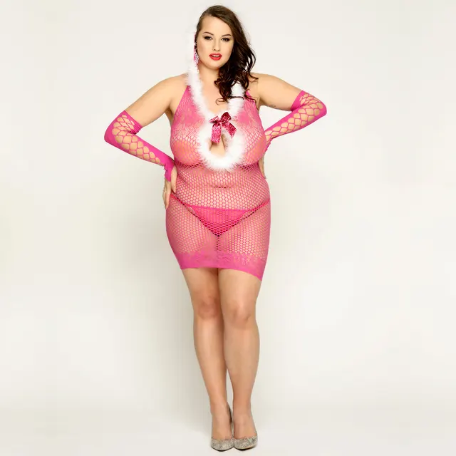 Plus Size Sexy Lingerie Christmas Cosplay Pink - Shop at LoveMi