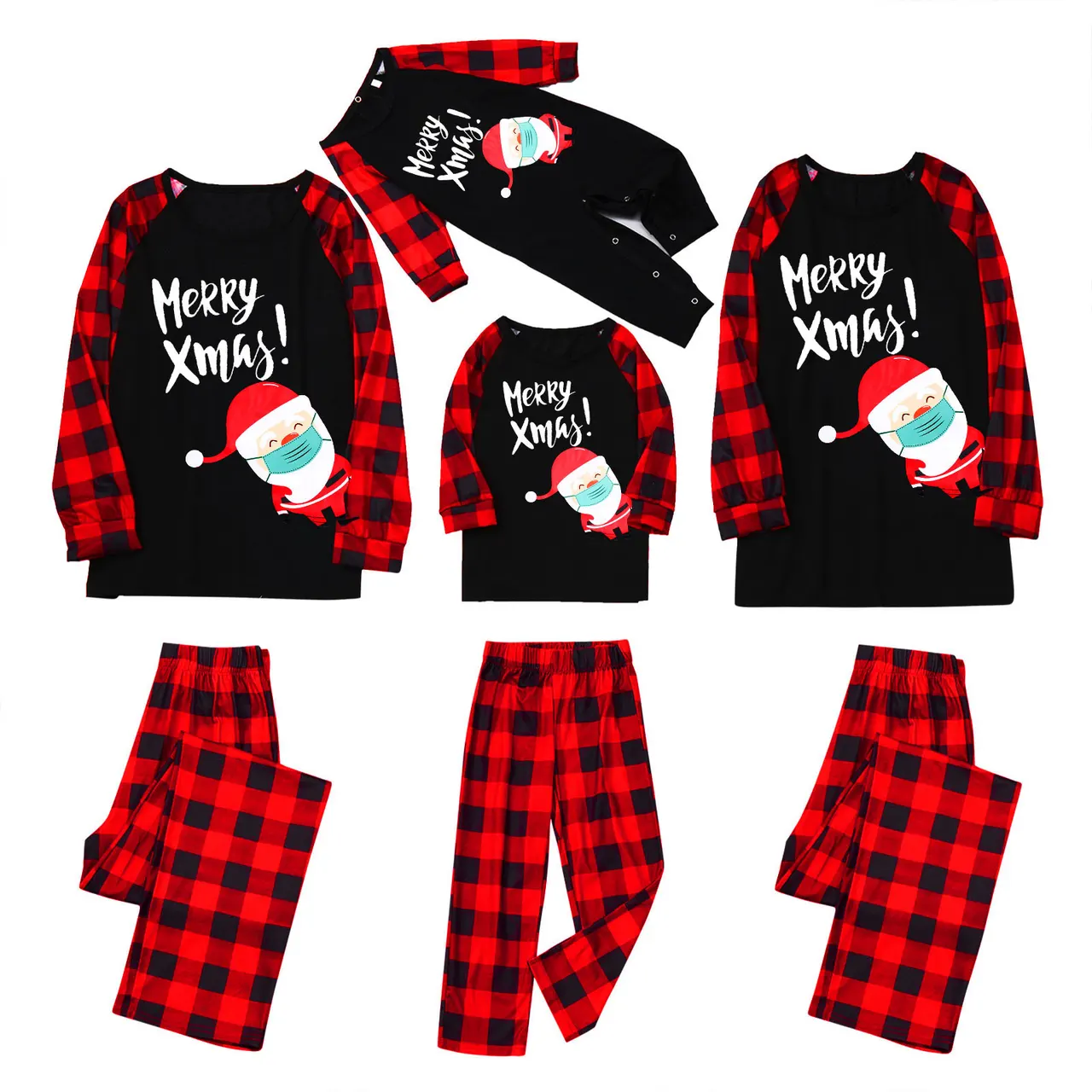 Christmas Cartoon Print Pajamas Set - Photo Color