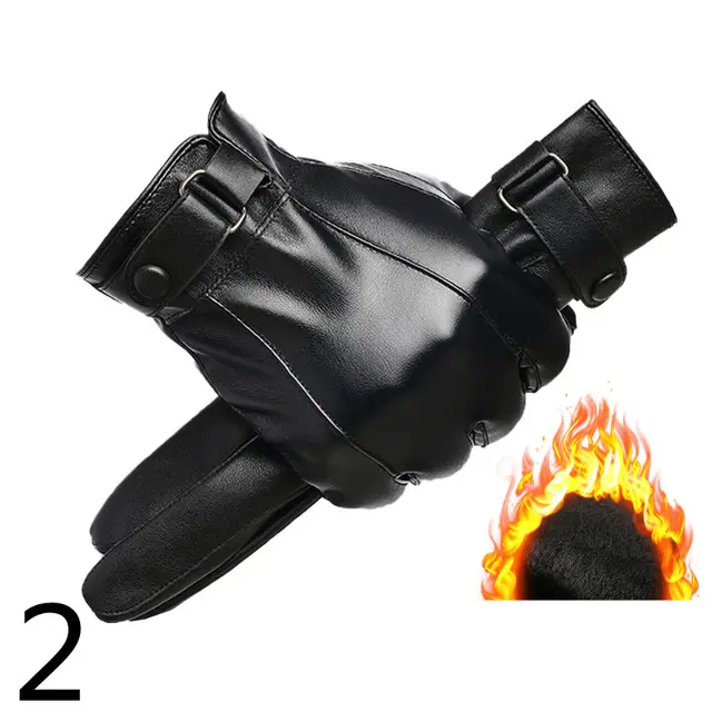 Men's Winter Riding Plus Velvet Thick Windproof Leather Gloves 2 Style - Shop at LoveMi