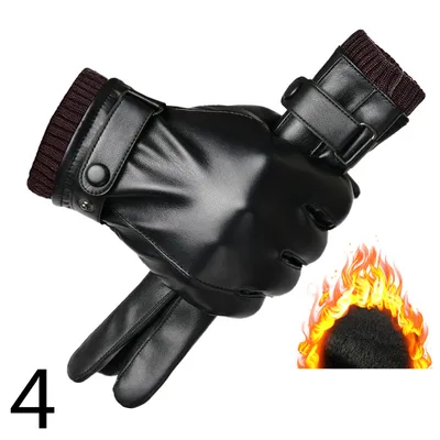 Men's Winter Riding Plus Velvet Thick Windproof Leather Gloves 4 Style - Shop at LoveMi
