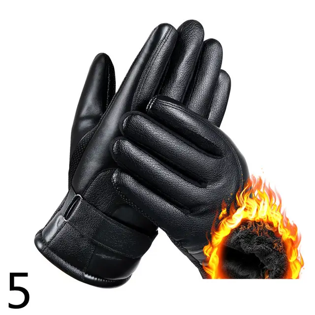 Men's Winter Riding Plus Velvet Thick Windproof Leather Gloves 5 Style - Shop at LoveMi