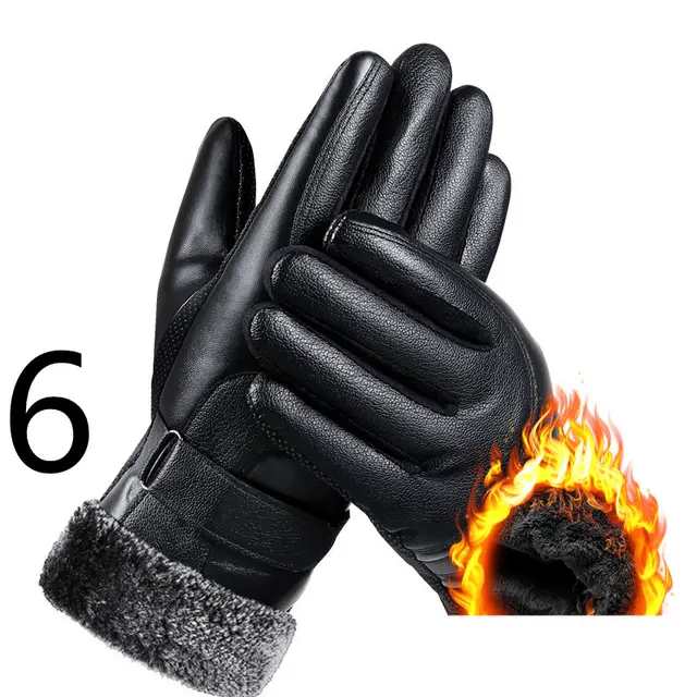Men's Winter Riding Plus Velvet Thick Windproof Leather Gloves 6 Style - Shop at LoveMi