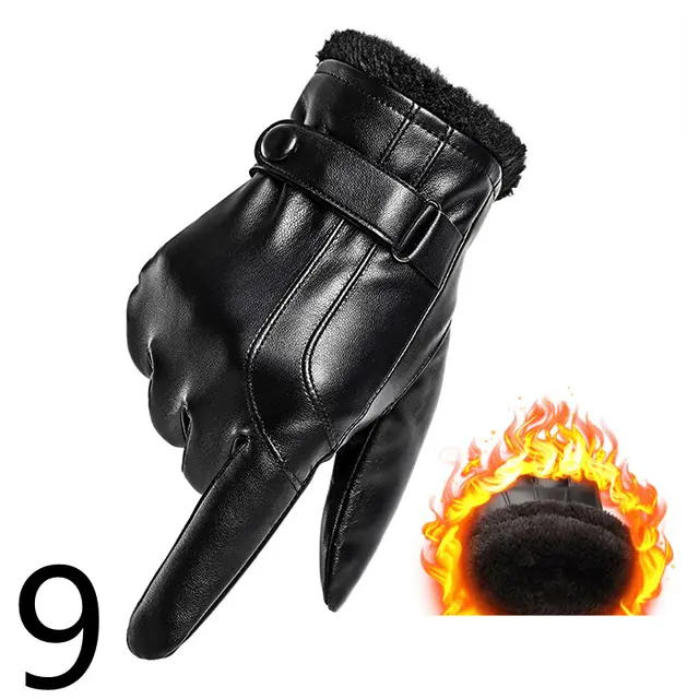 Men's Winter Riding Plus Velvet Thick Windproof Leather Gloves 9 Style - Shop at LoveMi