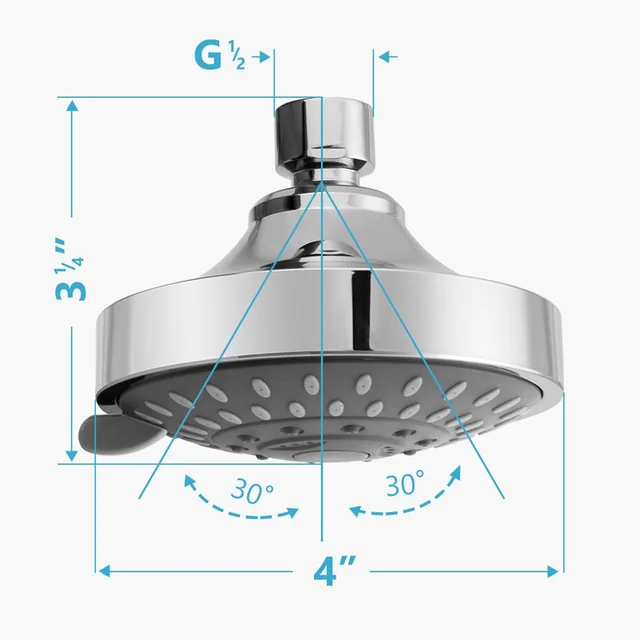 4 inch Shower Head High Pressure Shower Hotel Bathroom Silver - Shop at LoveMi