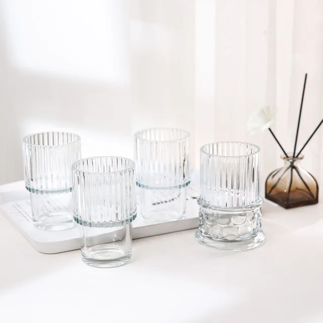 Roman Column Glass Retro Water Cup Set Stackable Household Transparent - Shop at LoveMi
