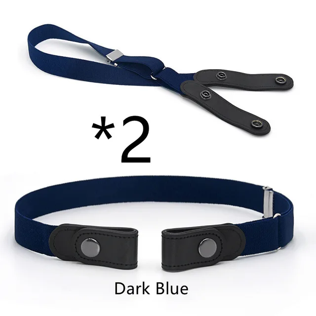 Jeans Belt Seamless Elastic Without Buckle All match Lazy Belt 2Pcs Dark Blue - Shop at LoveMi