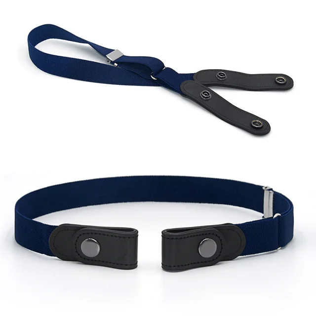 Jeans Belt Seamless Elastic Without Buckle All match Lazy Belt Dark Blue - Shop at LoveMi