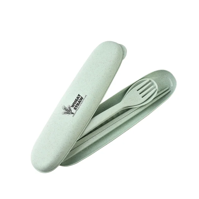 Wheat Straw Three piece Portable Wheat Tableware Set Green - Shop at LoveMi