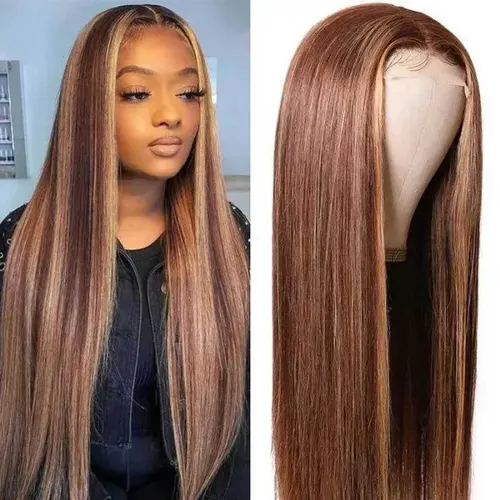 Front Lace Piano Pick Dyeing 4 27T Human Hair Headgear Wig Front Lace 4Poin27 150Density - Shop at LoveMi