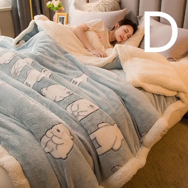 Multifunctional Warm Double sided Plus Velvet Lamb Wool Blanket Quilt Cover - Shop at LoveMi