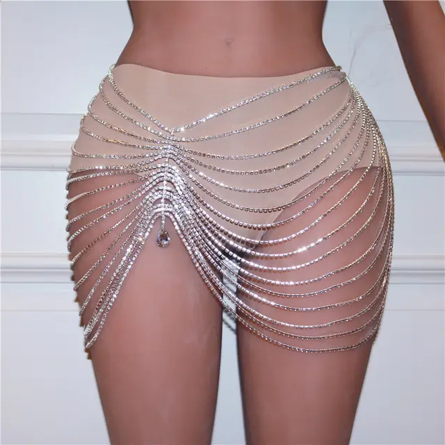 Sexy Nightclub Tassel Pendant Waist Chain Dance Skirt Silver - Shop at LoveMi