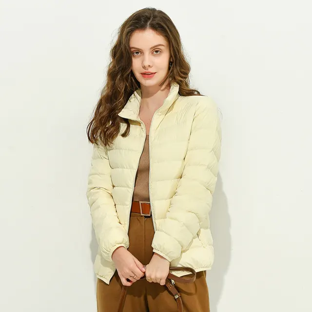 Fall And Winter Korean Style Stand collar Ladies Down Jacket Beige - Shop at LoveMi