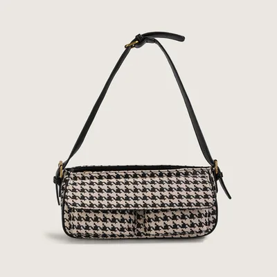 Women's Retro Houndstooth Fashion Messenger Shoulder Bag Black - Shop at LoveMi