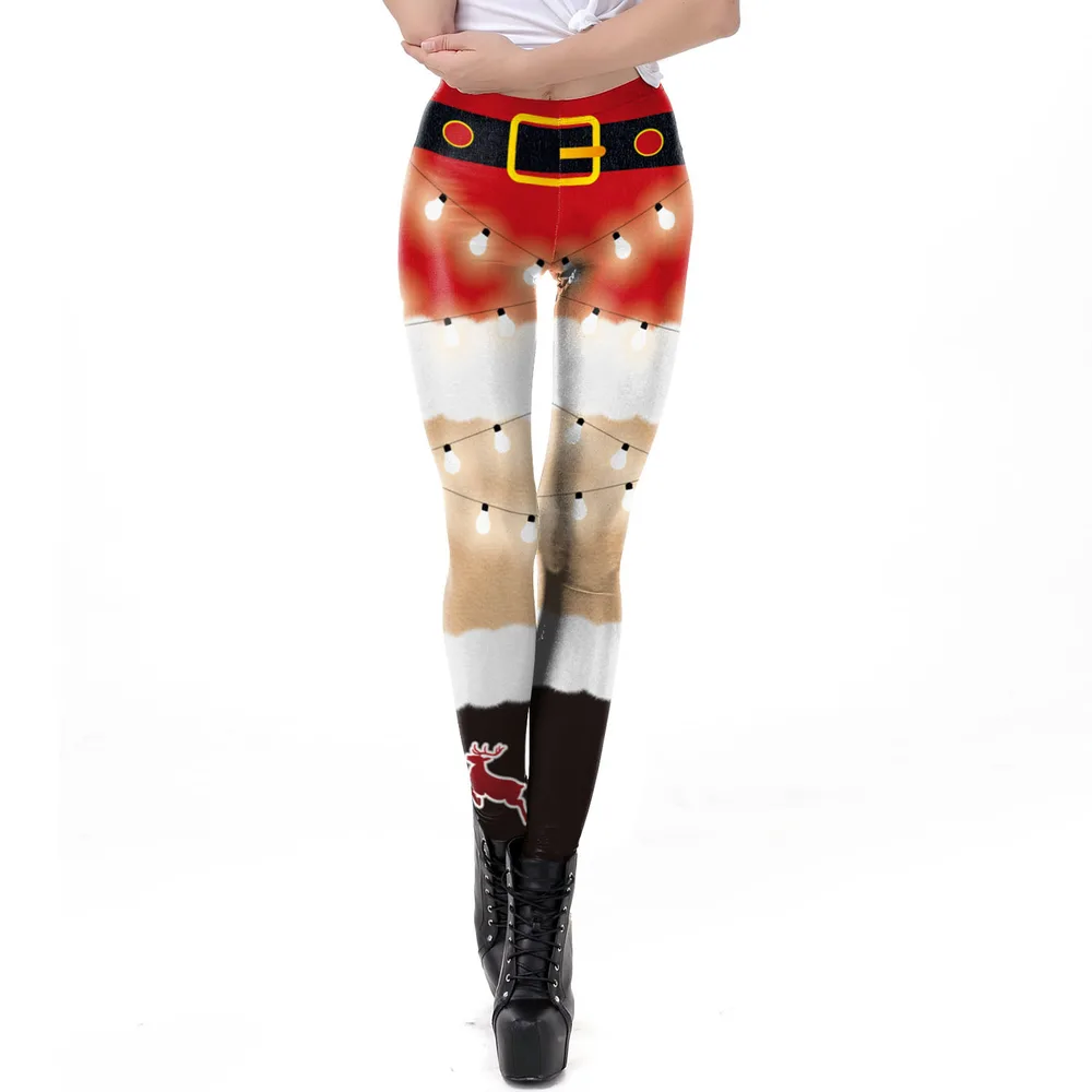 Women Christmas Digital Print Tight Leggings E Style - Shop at LoveMi