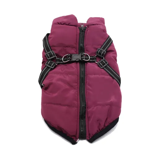 Pet Clothes Winter Dog Cotton Coat Chest Back Integrated Cotton Vest Purple - Shop at LoveMi