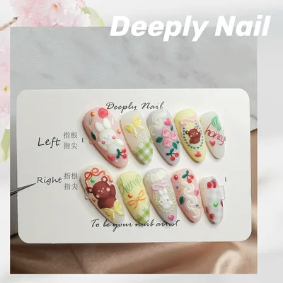 Manicure Wear Nail Custom Fake Nail Phototherapy Handmade Finished Product Photo Color - Shop at LoveMi