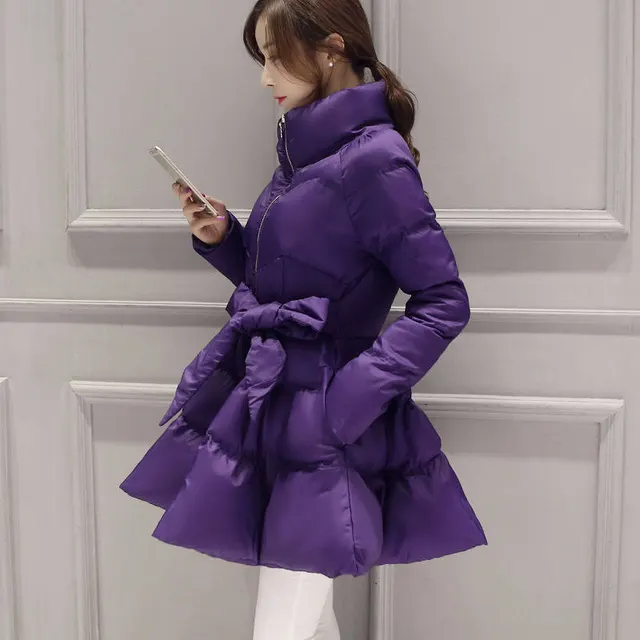 New Warm Cotton padded Jacket Women's Slim Plus Size Waist Coat Purple - Shop at LoveMi