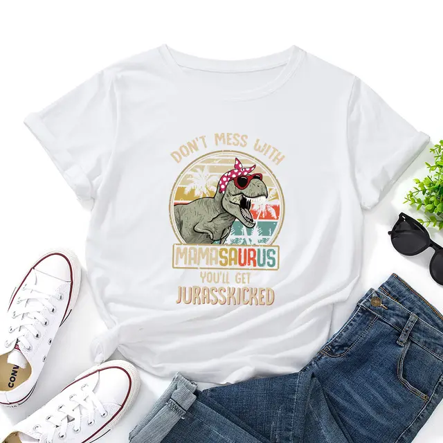 Women's Cotton Loose Round Neck Short Sleeve T shirt White - Shop at LoveMi