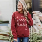 Long-sleeved Solid Colour Letter Printed Sweatshirt - Red