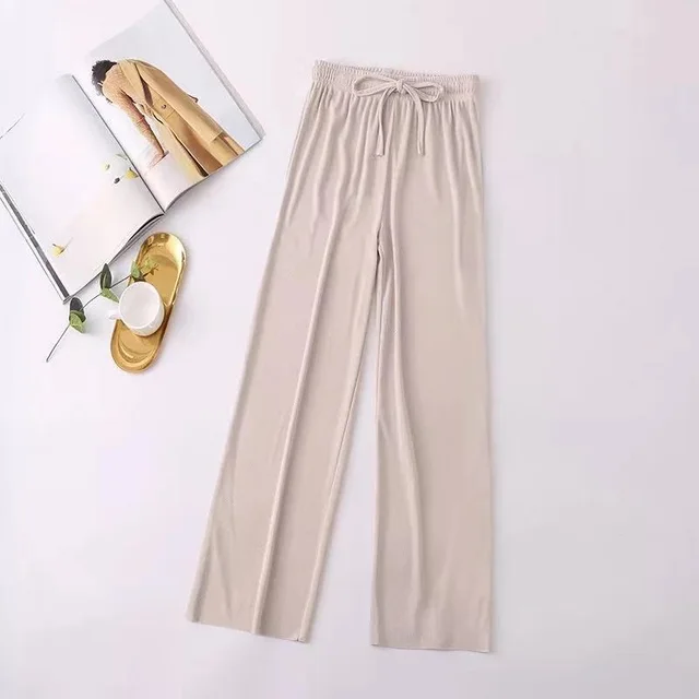 Women's Casual High Waist Long Wide Leg Pants Apricot - Shop at LoveMi