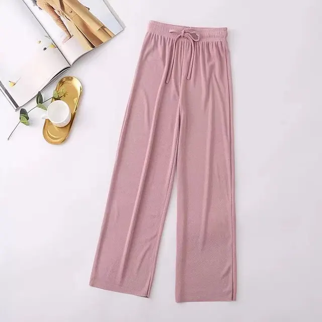 Women's Casual High Waist Long Wide Leg Pants Pink - Shop at LoveMi