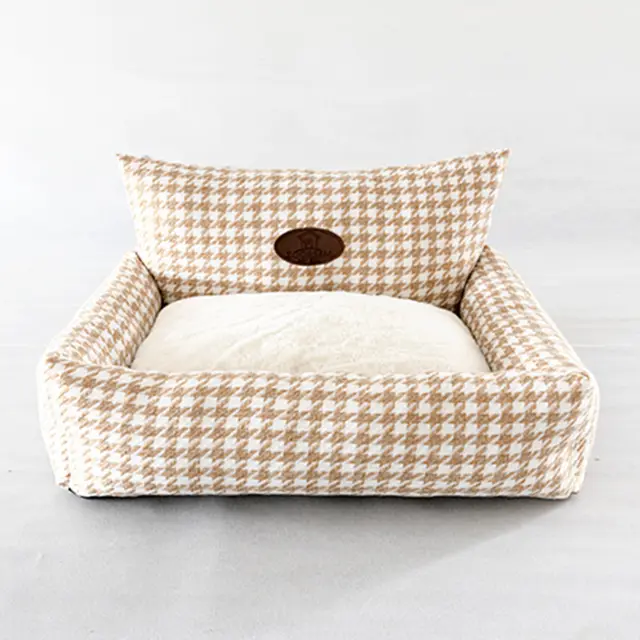 Fabric Houndstooth Sofa Cat Litter Removable And Washable Light Brown - Shop at LoveMi