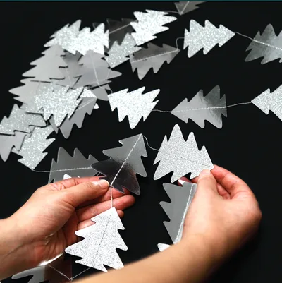 Christmas Decoration Supplies Pull Flag Ornaments Silver - Shop at LoveMi