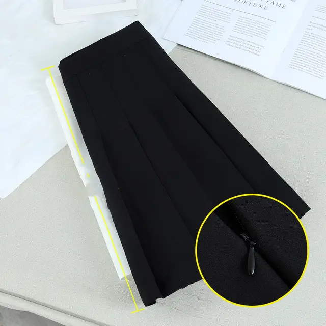 Winter New Temperament Loose High Waist French A Line Pleated Skirt Blackextended Style - Shop at LoveMi