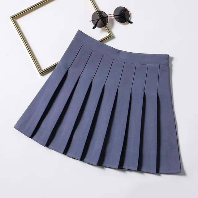Winter New Temperament Loose High Waist French A Line Pleated Skirt Royal Bluenormal Style - Shop at LoveMi